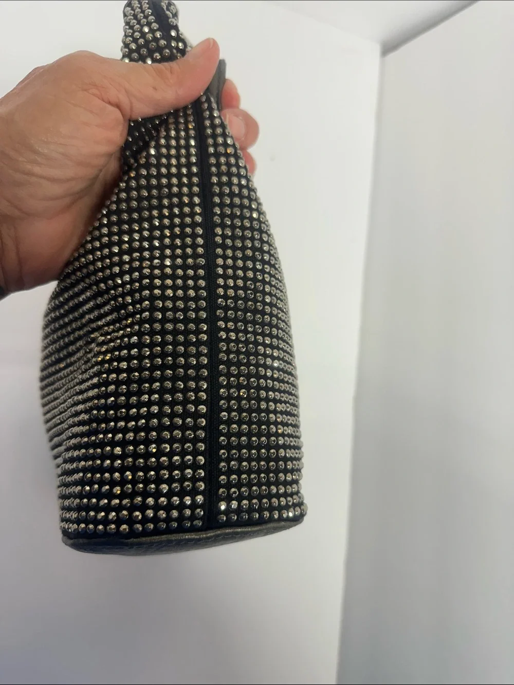 Embellished Black Shoulder Bag with Silver Stud Accents